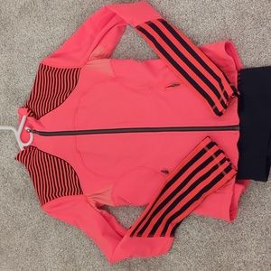 Lululemon neon orange and navy jacket set